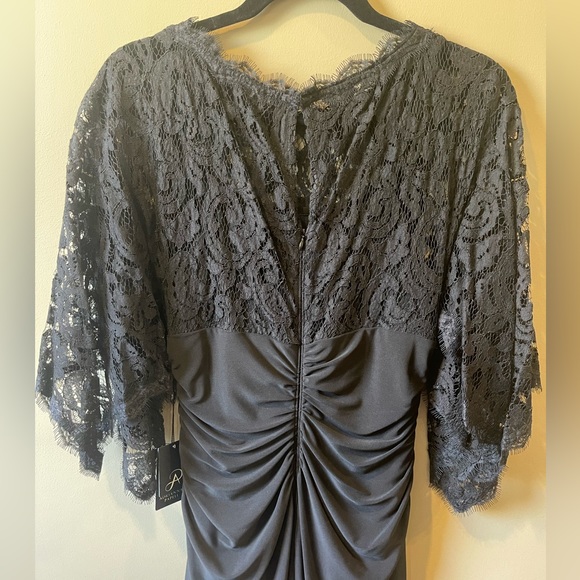 Adrianna Papell Kimono Sleeve Lace And Jersey Combo Dress, Black - NWT - Picture 5 of 7
